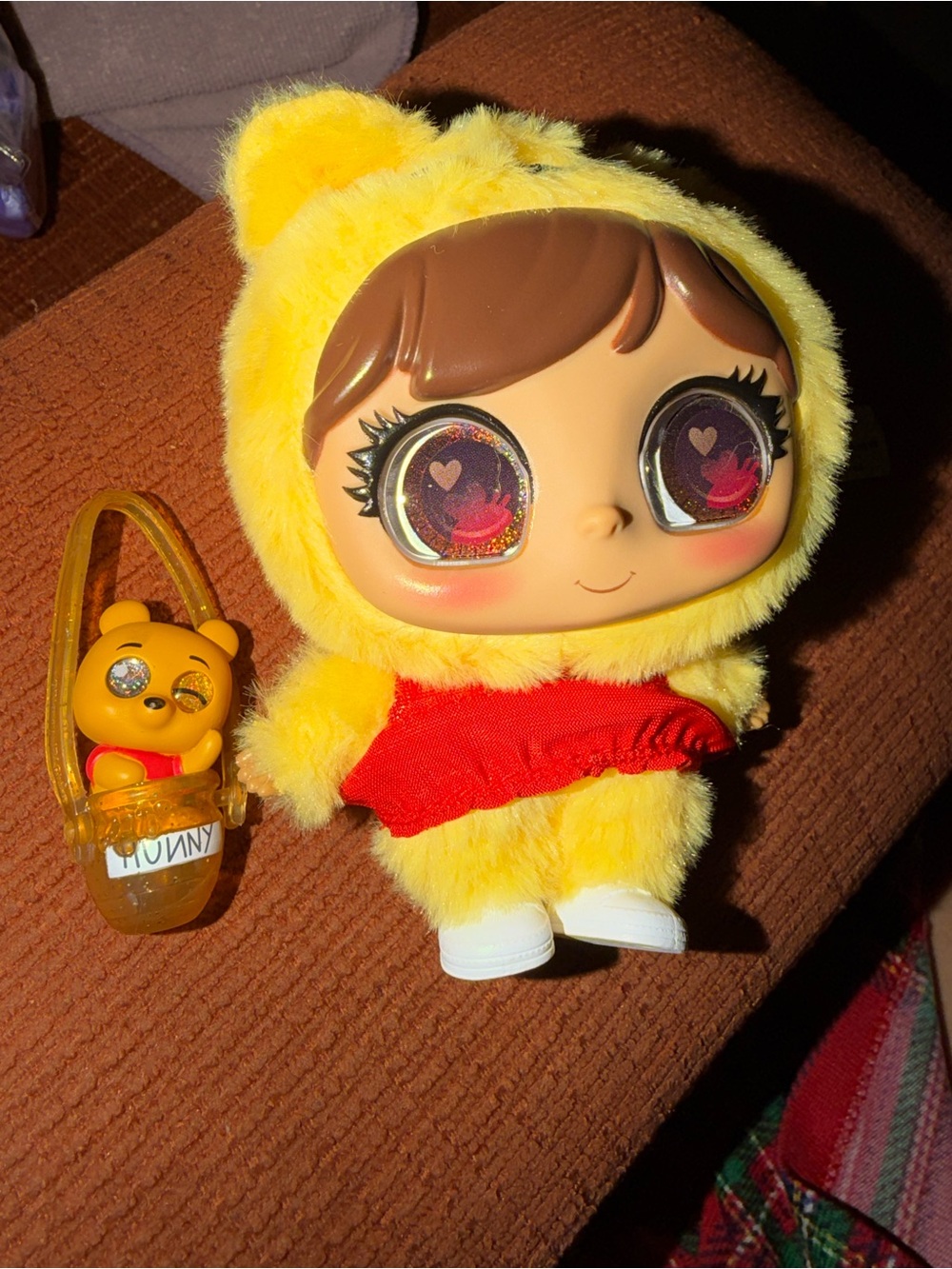 Disney Yellow Plush Doll with Red Outfit and Big Sparkle Eyes